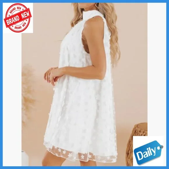 Summer Halter Mini A-Line Swing Dress Formal Cocktail Wedding Guest - Picture 3 of 5